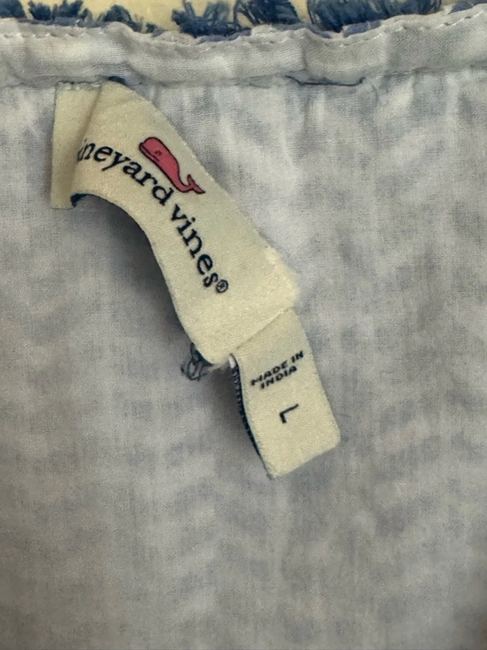 Vineyard Vines Blue Cotton Mini Dress Sleeveless Fit & Flare Summer Size L - Picture 4 of 9